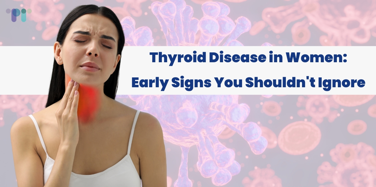early symptoms of thyroid disease in women, including fatigue, weight changes, mood swings, and hair thinning